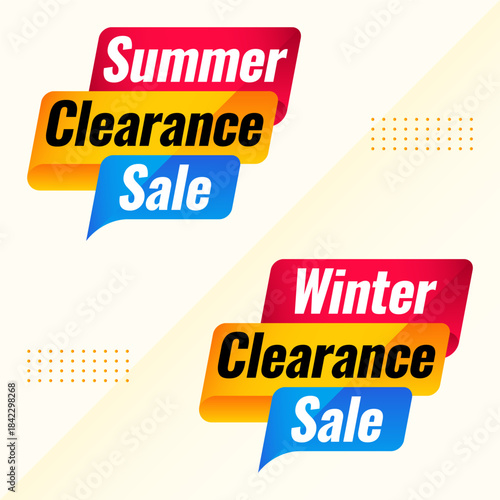 Summer and Winter Clearance Sale Sticker Tag Vector