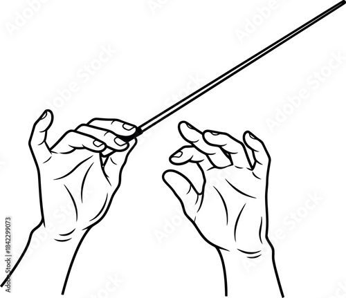 Conductor's hands holding baton