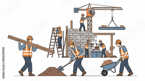 Dynamic Construction Workers: Lifting, Digging, and Working with Equipment