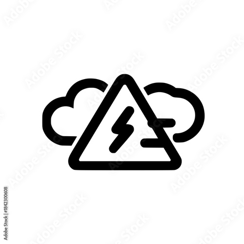 Storm alert shield icon with lightning and cloud graphics illustrating natural hazard safety and defense