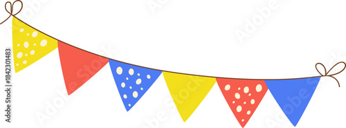 Colorful Party Bunting Garland with Polka Dot Flags for Celebrations and Festive Decorations