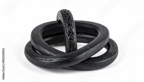 Intricate dark looped knot on white