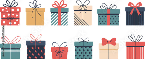 A delightful assortment of colorful gift boxes tied with ribbons ready for any celebration