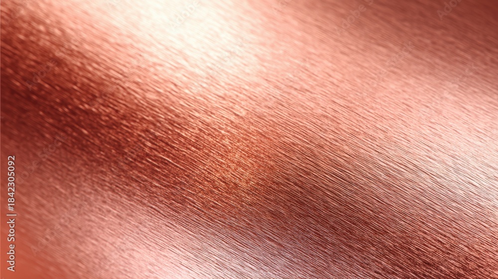 Fototapeta premium Metallic Copper Texture Background, Close-Up of Brushed Metal Surface, Industrial Material, Shiny, Smooth