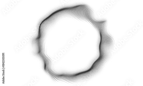 Halftone dotted background circularly distributed. Halftone effect vector pattern. Circle dots isolated on overlay transparent background