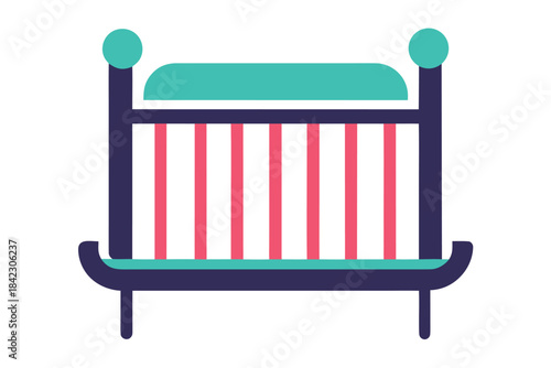 baby crib vector icon on white