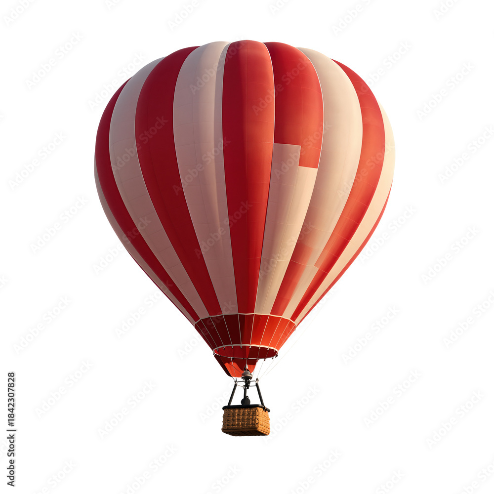 Fototapeta premium 3D Red and White Striped Hot Air Balloon Illustration