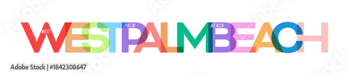 WEST PALM BEACH. The name of the city on a white background. Vector design template for poster, postcard, banner