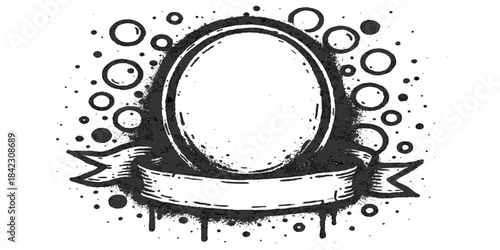 Vector grunge frame design with zero and 'O' letter decoration, vintage floral art illustration