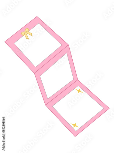Pink Tri-Fold Photo Frame Card with Gold Bow and Stars