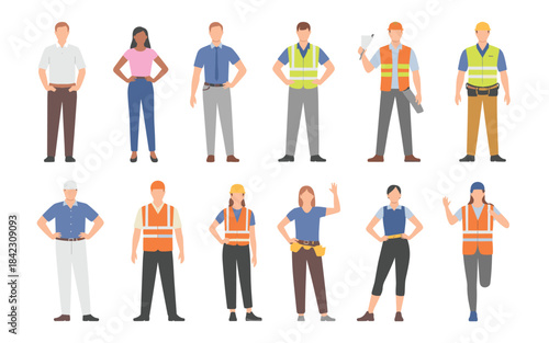 Diverse group of people in casual and work attire standing in two rows