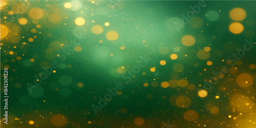 Abstract colorful bokeh background featuring bright blue and green holiday lights, defocused for a magical winter decoration design