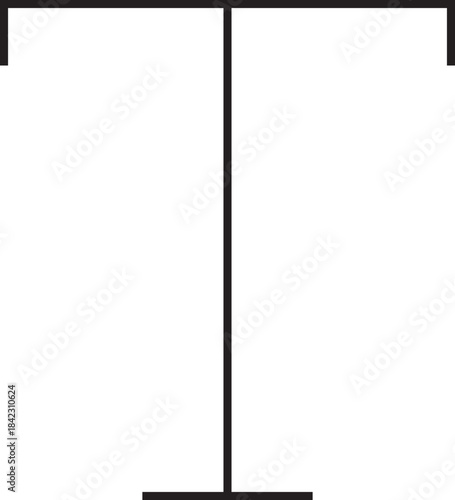 Black capital letter T on a clean white background, minimalist alphabet character icon