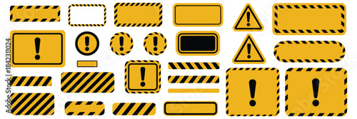 Yellow and Black Caution Frame Collection Featuring Warning Borders, Hazard Labels, Alert Icons, and Industrial Safety Sign Templates for Construction, Risk Awareness, and Protective Visual Communicat