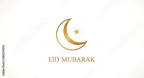 Elegant gold crescent moon and star with 