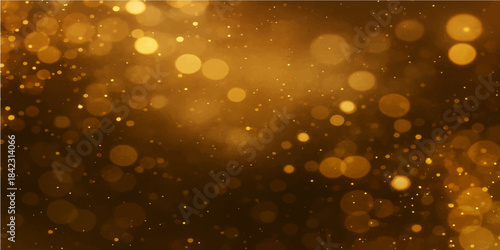 Golden Christmas bokeh lights glow with bright holiday sparkle and blurred yellow decoration