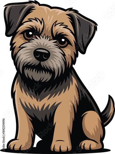 Cute cartoon a illustrator vector Border Terrier