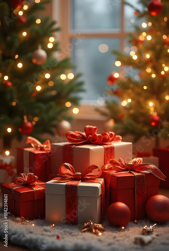 christmas tree with gift boxes
