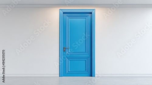 Wallpaper Mural Blue Doorway in White Wall: Conceptual Interior Design for Home or Office Renovation Torontodigital.ca