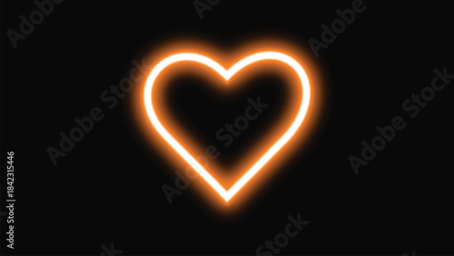 Glowing neon orange heart symbol on