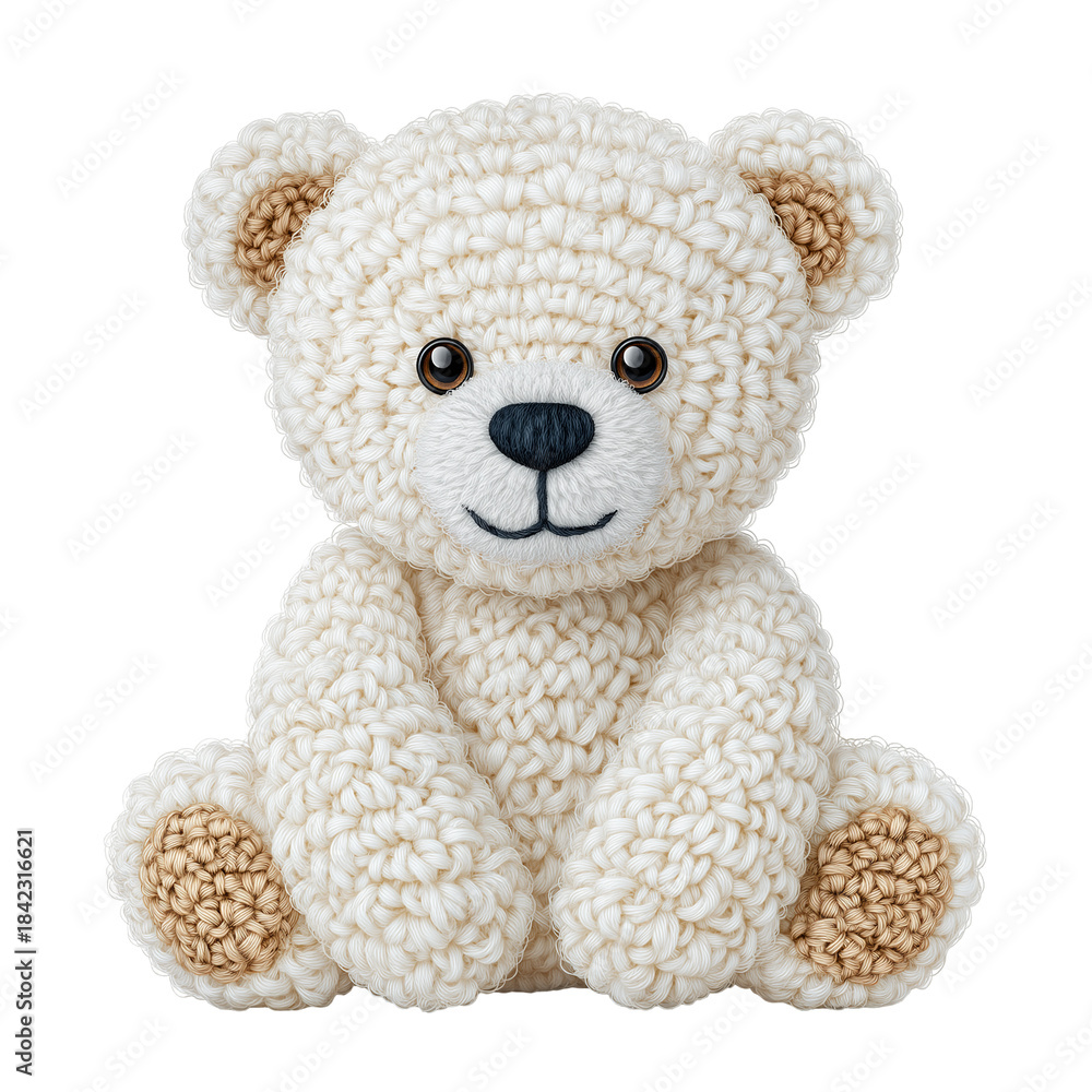 Obraz premium Cute Crocheted White Teddy Bear Isolated