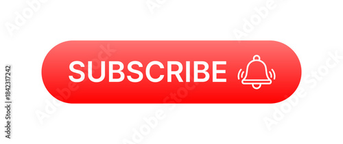 Modern subscribe button icon in flat style. Channel subscription image for web, social media, and video platforms interface design. Vector illustration.
