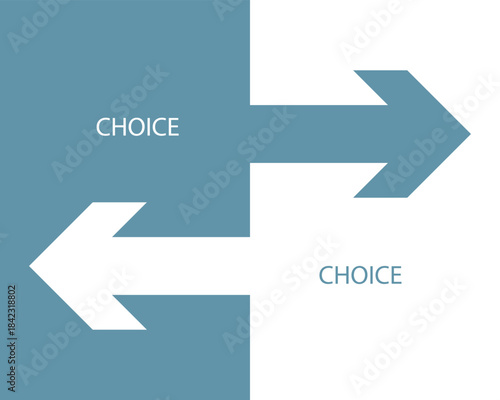 Dual Arrow Choice Concept Representing Decision and Direction in Flat Style.