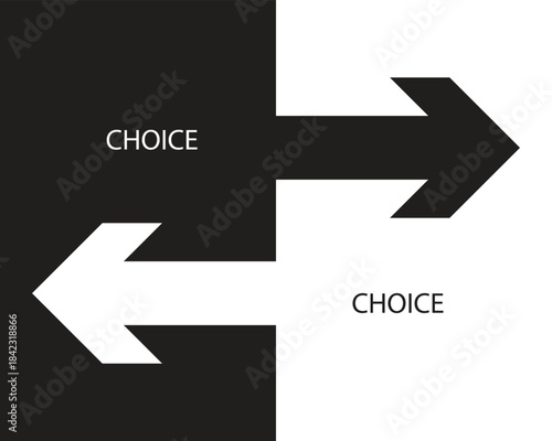 Dual Arrow Choice Concept Representing Decision and Direction in Flat Style.