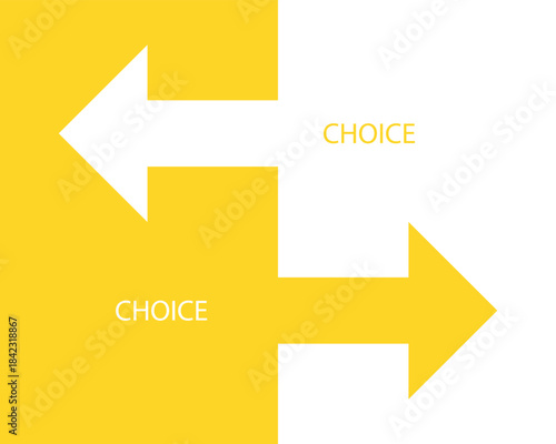 Dual Arrow Choice Concept Representing Decision and Direction in Flat Style.