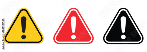 warning danger icon. Caution alarm alert set, triangle warn sign , attention vector icon, red yellow black color. warning sign. vector illustration eps file. 