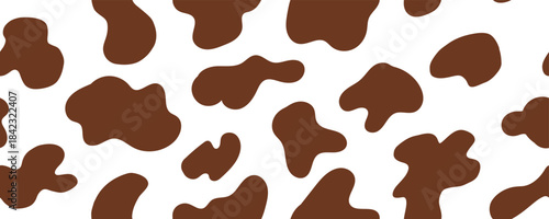 Brown Cow Stain Skin Pattern. Seamless Animal Texture with a Milk Spot and Stain Print. Doodle Vector Surface Design
