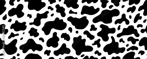 Animal Skin Texture. Seamless Cow Pattern with Milk Spot Stain. Vector Doodle Surface Design 