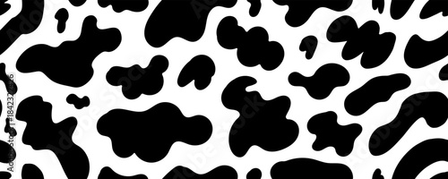 Seamless Cow Pattern with Milk Spot. Texture for Print and Animal Design. Vector Doodle Surface Design 
