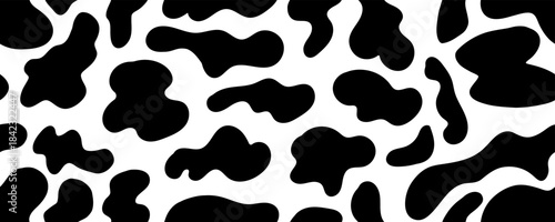 Seamless Spot Print. Animal Design with Cow Texture and Milk Stain. Vector Doodle Surface Design 
