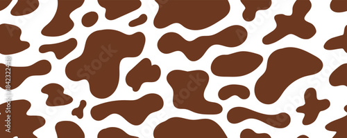 Seamless Brown Cow Stain Pattern. Milk Spot and Stain Texture for Animal Print or Design. Doodle Vector Surface Design