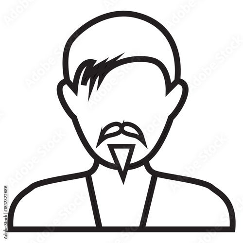 Stylized line art icon or bust representing an East Asian male figure, used as an avatar or profile picture, featuring a distinct, traditional-looking goatee and specific haircut. Related to digital