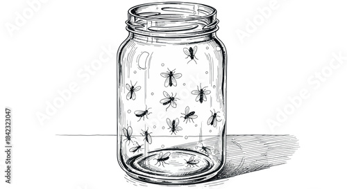 Flies Trapped in a Glass Jar