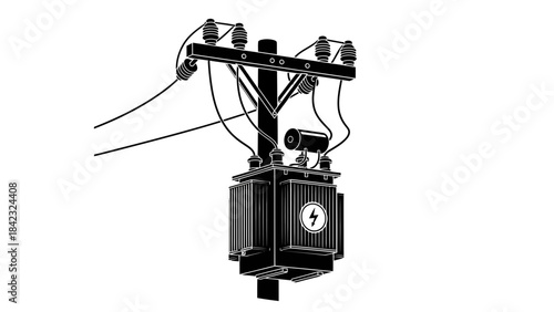 Cable Car Support Tower Illustration – Mountain Aerial Tramway Infrastructure Icon