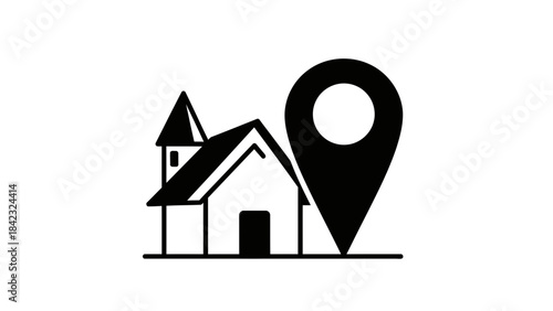 Home Location Pin Icon Illustration – House Address Map Marker Symbol
