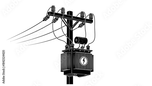 Cable Car Support Tower Illustration – Mountain Aerial Tramway Infrastructure Icon