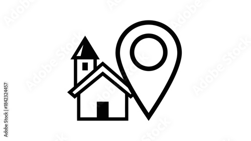 Home Location Pin Icon Illustration – House Address Map Marker Symbol