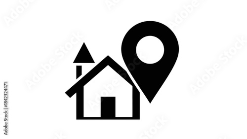Home Location Pin Icon Illustration – House Address Map Marker Symbol