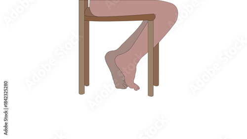 Legs and feet of a naked woman sitting on a chair