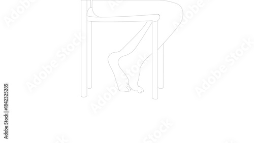 Legs and feet of a naked woman sitting on a chair