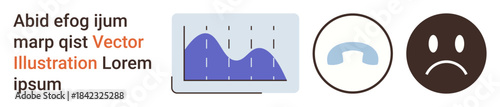 Data visualization, communication technology, emotion analysis, business insights, customer service, behavioral trends. A chart with graph, phone symbol and sad face. Data visualization