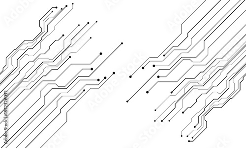 Black line circuit computer technology futuristic on white background design creative vector