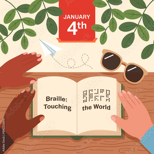 World Braille Day on 4th of January vector 