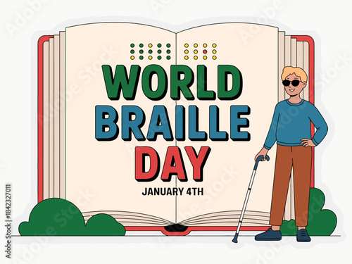 World Braille Day on 4th of January vector 