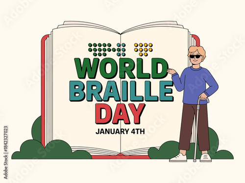 World Braille Day on 4th of January vector 