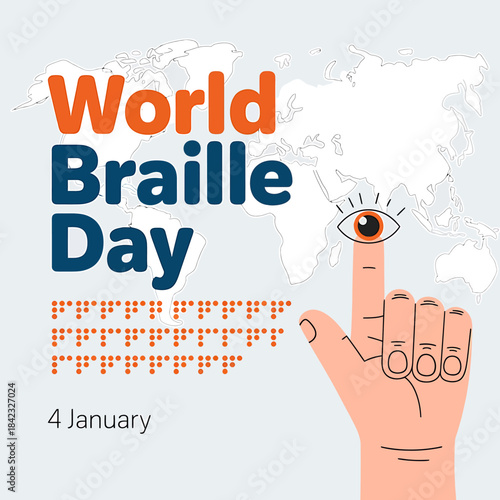 World Braille Day on 4th of January vector 